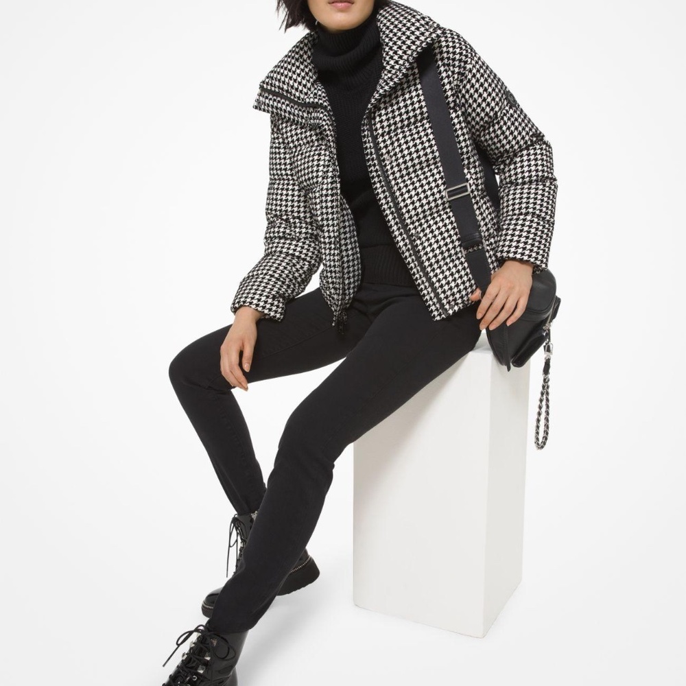 Michael Kors QUILTED HOUNDSTOOTH NYLON PUFFER JACKET